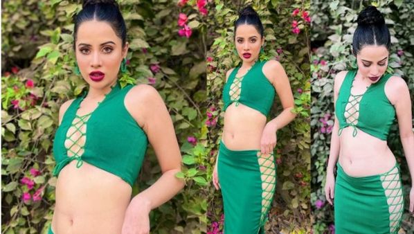 Urfi Javed Look: उर्फी जावेद के हाथ लगा हरा कपड़ा, हसीना ने डोरियों से बाधंकर ढंका अपना बदन