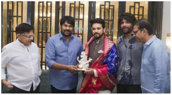 चिंरजीवी और नागार्जुन ने की Anurag Thakur से मुलाकात, सिनेमा जगत पर हुई बातचीत