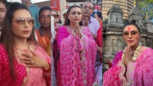 गुलाबी सूट में दुल्हनिया सी सजी कामाख्या मंदिर पहुंची रानी मुखर्जी, मां काली का लिया आशीर्वाद