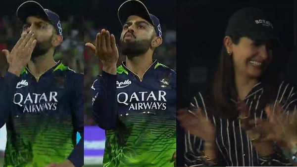 IPL 2023: स्टेडियम में विराट कोहली ने बीवी को दिया फ्लाइंग किस, शर्म से लाल अनुष्का शर्मा ने यूं किया रिएक्ट