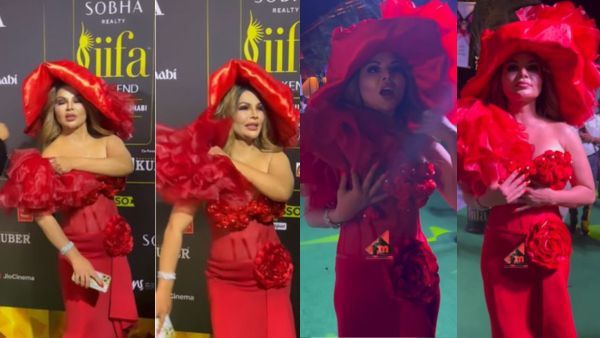 IIFA 2023: फोटो खिंचवाते हुए जब खिसक गया राखी सावंत का गाउन, सारा टाइम ढकती दिखी बदन!