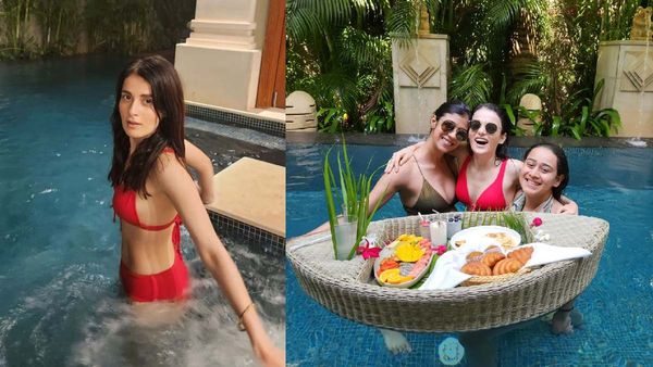 रेड बिकिनी पहनकर पूल पर बोल्ड हुई एक्ट्रेस, गर्ल गैंग के साथ पानी में खूब की मस्ती!