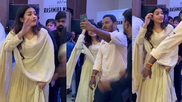 Rashmika Mandanna- सेल्फी ले रहे फैन को बॉडीगार्ड ने मारा धक्का, लोग बोले- 'इनको घास मत डालो'