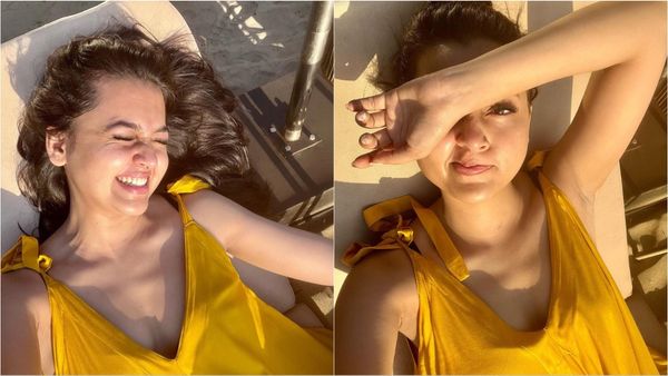 ब्रालेस होकर लेट गई Tejasswi Prakash, फिर खड़े होकर डीप नेक आउटफिट में दिखा दिया वो अंग