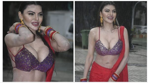 फिल्म प्रमोशन करने निकली हसीना बारिश में भीगी, डीपनेक ब्लाउज में पड़ गए लेने के देने