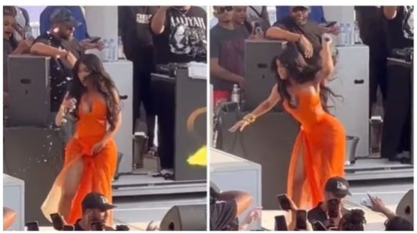 लाइव परफॉर्मेंस के दौरान कार्डी वी पर शख्स ने फेंकी ड्रिंक, हसीना ने बुरी तरह माइक फेंक कर किया अटैक