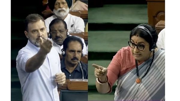 राहुल गांधी की 'फ्लाइंग किस' पर भड़की स्मृति- गांधी खानदान के संस्कार में महिलाओं के साथ..
