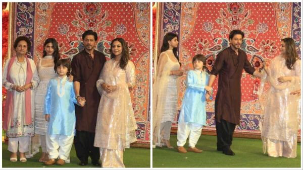 Ganesh Chaturthi 2023: अंबानी परिवार के जश्न में पूरे परिवार साहित पहुंचे 'जवान' अभिनेता शाहरुख खान