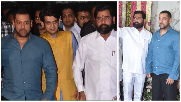 Ganesh Chaturthi 2023: बहन अर्पिता खान के घर सीएम शिंदे के साथ बप्पा के दर्शन करने पहुंचे सलमान खान