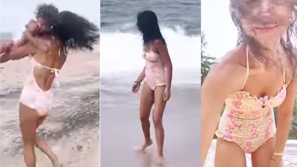 बीच पर बेटी के साथ मस्ती कर रही थी ये हसीना, बोल्ड ड्रेस में आग की तरह वायरल हुआ वीडियो