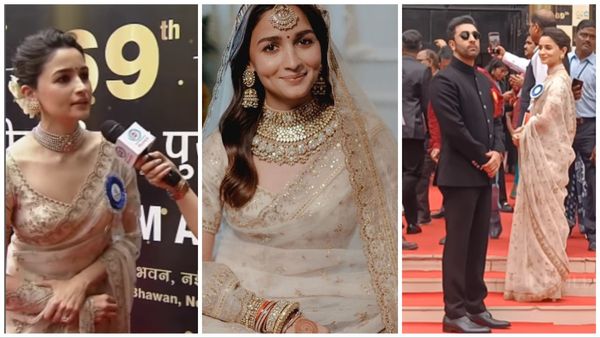 Alia Bhatt National Award: शादी वाले लकी जोड़े में नेशनल अवॉर्ड लेने पहुंचीं आलिया, पत्नी पर रणबीर को हुआ गर्व