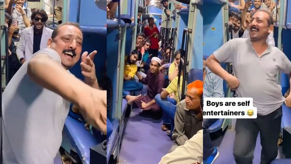 चलती ट्रेन में अंकल ने किया मुजरे वाला डांस? लोग बोले- 'वाह चचा मौज कर दी'