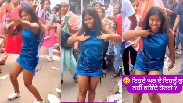 Viral Video- भरे बाजार वायरल गर्ल ने फिर लगाए ठुमके, हरियाणवी गाने पर उछल उछलकर किया डांस