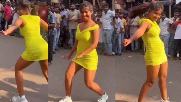 ट्रेन वाली लड़की ने चौराहे पर काटा गदर, भोजपुरी गाने पर डांस देख जमा हो गए सैकड़ों लोग!