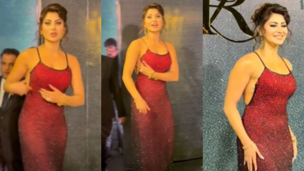 साइड से निकलने वाली थी Urvashi Rautela की ड्रेस, हाथों से बार-बार इज्जत बचाने के लिए करनी पड़ी मेहनत