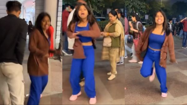 कड़कड़ाती ठंड में भी इस लड़की का नहीं रुका डांस, पहले तो लड़के को मारा धक्का फिर कपल के सामने...