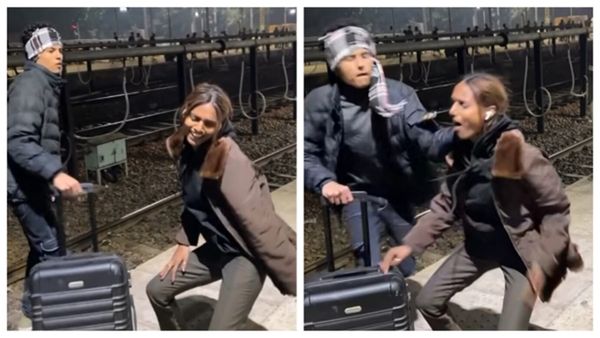रेलवे ट्रैक पर डांस करते-करते बेकाबू हुई लड़की, लड़के ने घुमा कर दिया ज़ोरदार थप्पड़, लोग बोले- अच्छा किया