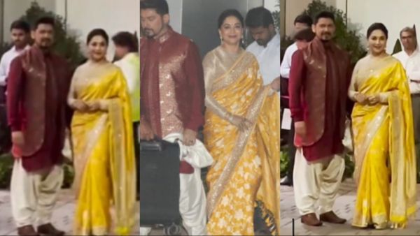 Bollywood In Ayodhya: पति संग अयोध्या जाने के लिए माधुरी ने चुनी खूबसूरत साड़ी, श्रीराम नेने भी लगे हैंडसम