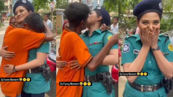 लेडी पुलिस के गले लगते ही झपट पड़ा लड़का, बीच सड़क पर करने लगा अश्लील हरकत, Video
