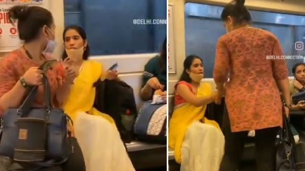 Delhi Metro Viral Video- दिल्ली मेट्रो में फिर सीट को लेकर भिड़ंत, गोद में ही बैठ गई परेशान महिला