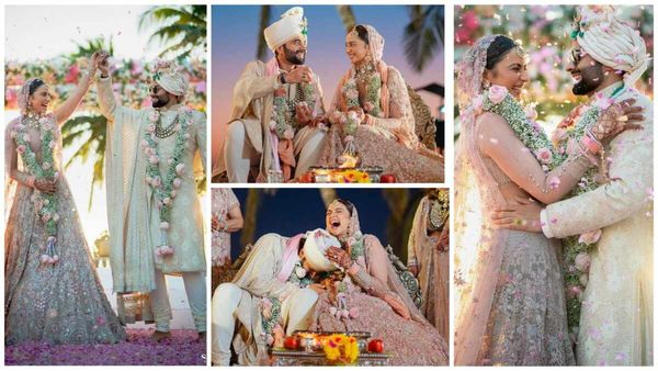 Wedding First Photos: पति पत्नी बने जैकी भगनानी-रकुल प्रीत सिंह, आसमान से हुई फूलों की बारिश