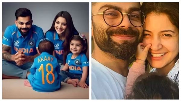 AI Pics: हफ्ते भर बाद ही बेटे अकाय को 18 नंबर शर्ट पहनाकर गोद में लेकर मैदान में उतरे कोहली, अनुष्का-वामिका भी