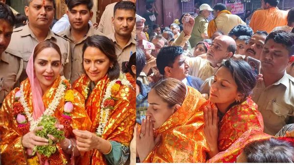 चुनावी माहौल के बीच मां हेमा मालिनी के साथ मथुरा दर्शन करने गईं ईशा देओल, कड़ी धूप में की पैदल यात्रा