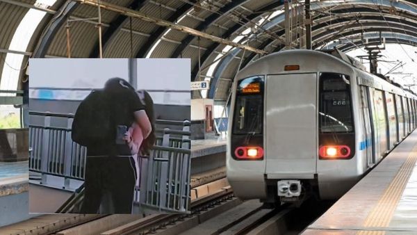 दिल्ली मेट्रो स्टेशन पर बेकाबू हुए कपल ने पार की हदें, भड़के लोग बोले- 'OYO रूम की कमी है क्या?'