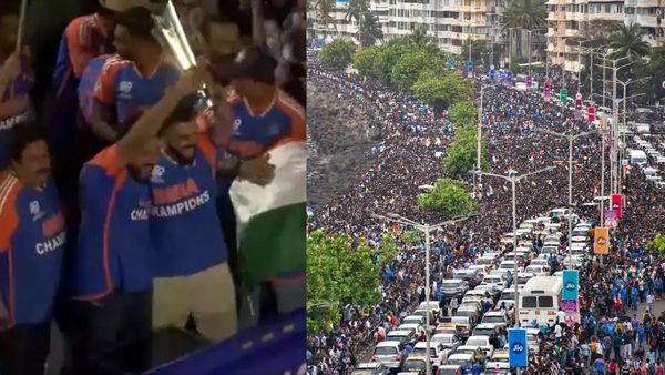 Victory Parade: बस पर चढ़कर नाचे रोहित विराट, लाखों लोगों के बीच उछाल दी ट्रॉफी