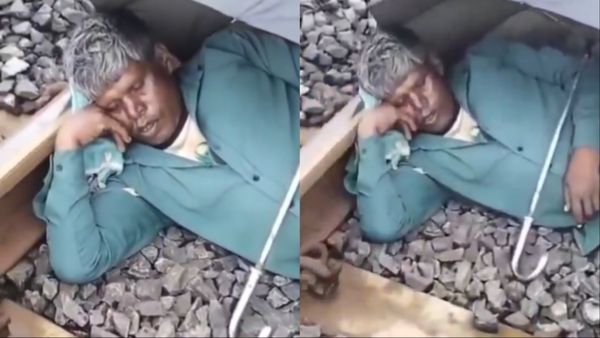 Viral Video: प्रयागराज में रेलवे ट्रैक पर सोता हुआ मिला बुजुर्ग व्यक्ति, सामने से आई ट्रेन और फिर...