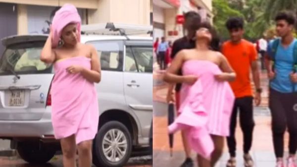 Viral Video- तौलिया लपेटकर सड़क पर आ गई लड़की, अचानक उतार दी Towel, वीडियो देख फट जाएंगी आंखें!