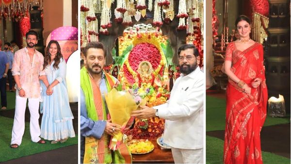 गणेश पूजा के लिए CM एकनाथ शिंदे के घर पहुंचे बॉलीवुड सितारे, सोनाक्षी, जहीर और सलमान खान भी आए नजर, देखें PICS