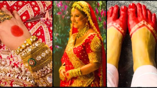 कैंसर के इलाज के बीच दुल्हन बनीं Hina Khan, लाल जोड़ा, हाथों में मेहंदी देख लोग बोले- नजर ना लगे...