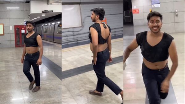 Delhi Metro में दिखा अजीबोगरीब शख्स, माथे पर बिंदी लगाई और पहन लिया बैकलेस ब्लाउज और फिर...
