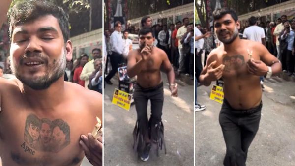 फैन ने सीने पर गुदवाई सनी- बॉबी और धर्मेंद्र की तस्वीर, एक्टर के घर के सामने किया डांस, VIDEO