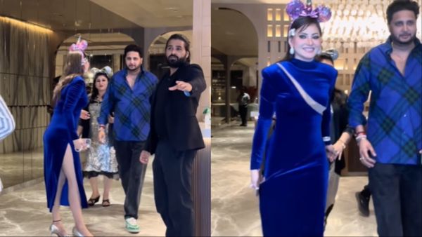 Urvashi Rautela ने पहनी ऊंचे कट वाली ड्रेस, बार-बार खींचकर इज्जत बचाने की कोशिश की