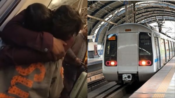 Delhi Metro की भरी भीड़ के बीच रोमांटिक हो रहा था कपल, लड़की को अपनी बाहों में पकड़े रहा लड़का और...