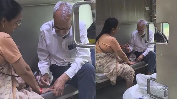 ट्रेन में बुजुर्ग कपल का वीडियो हुआ वायरल, लोग बोले- दादा ने एक ही पल में सारी औरतों का दिल जीत लिया