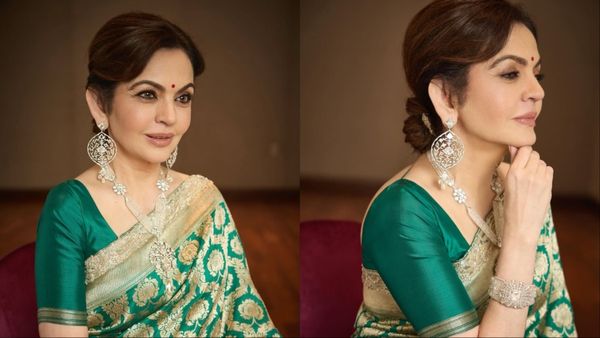 फिर हीरों से लदी नजर आईं Nita Ambani, इस बार तो जूड़े में भी... सोने की तारों वाली साड़ी पहनकर...