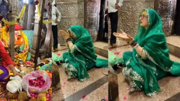 VIDEO: कालभैरव मंदिर में सुनीता आहूजा की इस हरकत पर भड़के लोग, कपाट के अंदर बैठकर हरी साड़ी में..