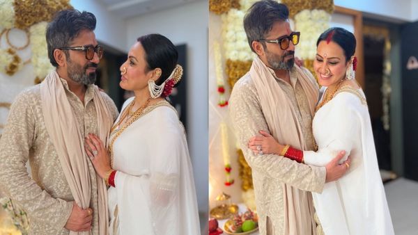 गणेश पूजा करते करते दूसरे पति के साथ रोमांटिक हुई एक्ट्रेस, तस्वीरों ने काटा बवाल