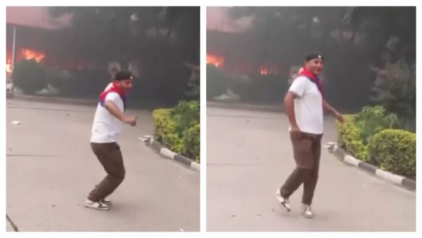 Nepal Parliament Video: फूंकती संसद के सामने Gen Z ने बनाई रील, उठती लपटों के बीच नाचता रहा शख्स