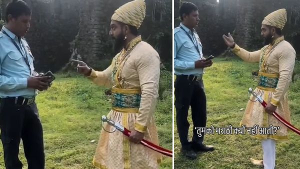 शिवाजी महाराज का ड्रेस पहन हिंदी बोलने वाले गार्ड पर भड़का मराठी युवक, वायरल हुआ वीडियो