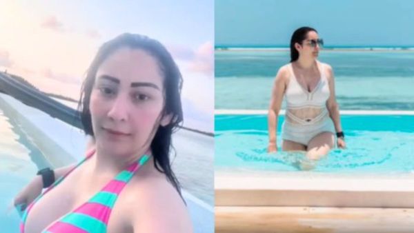 संजय दत्त की पत्नी मान्यता ने 47 की उम्र में ढाया कहर, 2 पीस पहन पूल में दिए ऐसे पोज, क्लिक कर देखें वीडियो