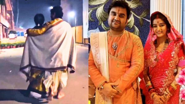 ठिठुरकती ठंड में वृंदावन की गलियों में पत्नी का हाथ थामे वॉक करते दिखे इंद्रेश उपाध्याय, रोमांटिक क्लिप वायरल