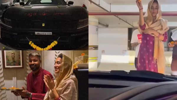 Hardik Pandya Ferari: हार्दिक पांड्या ने खरीदी 12 करोड़ की Ferrari, गर्लफ्रेंड ने तिलक कर उतारी आरती