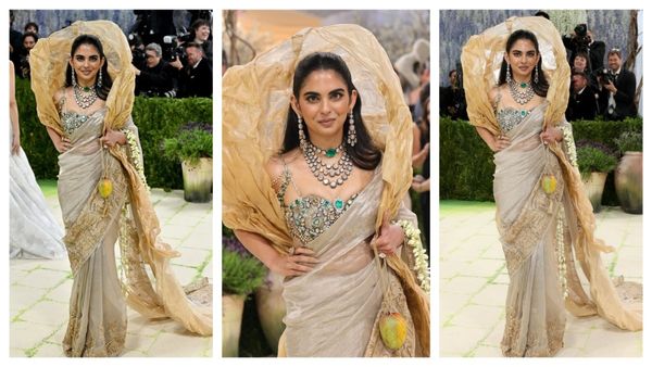 सोने की साड़ी और हीरों से जड़ा ब्लाउज पहन Met Gala में छा गई Isha Ambani, लेकिन क्यों लिया हाथ में आम, जानिए