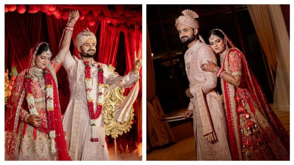 जयमाला पहनाने में पर हिचकिचाई, पोज देने में शरमाई, बेहद सिंपल है क्रिकेटर आकाश दीप सिंह की दुल्हन