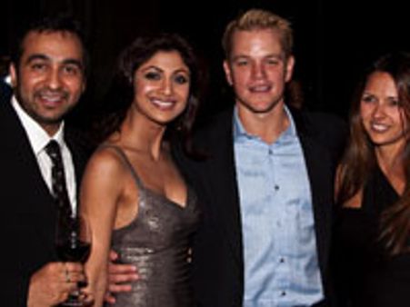 Shilpa Shetty meets Matt Damon at IPL