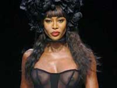 Naomi Campbell shows off nipples at Paris Fashion Week